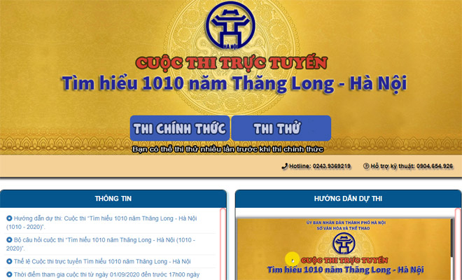Ngày 1-9, khởi động cuộc thi trực tuyến ''Tìm hiểu 1010 năm Thăng Long - Hà Nội''