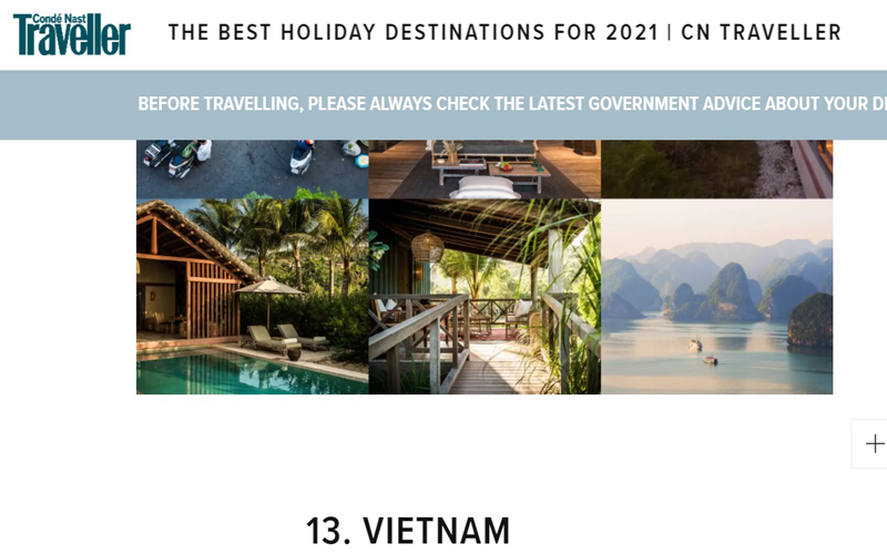 Việt Nam nằm trong nhiều danh sách gợi ý du lịch của CNTraveler