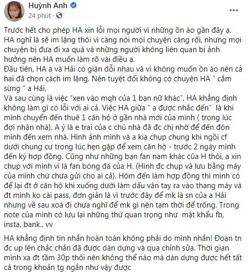 Lộ tin nhắn Huỳnh Anh thực sự cho Quang Hải 'mọc sừng'?