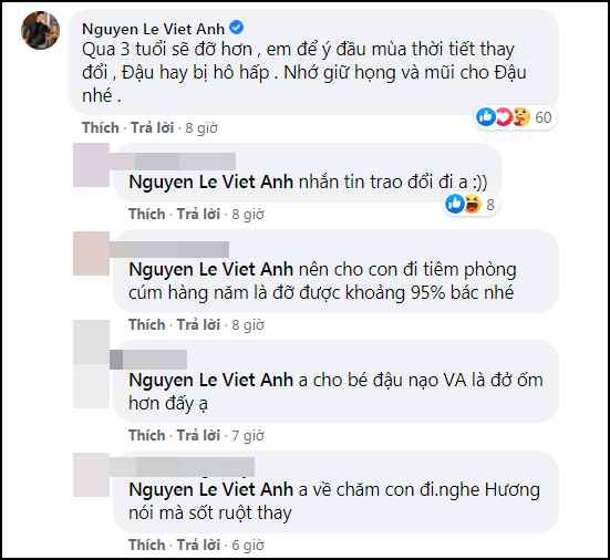 Vợ cũ kể con ốm liên miên, bình luận của Việt Anh gây chú ý